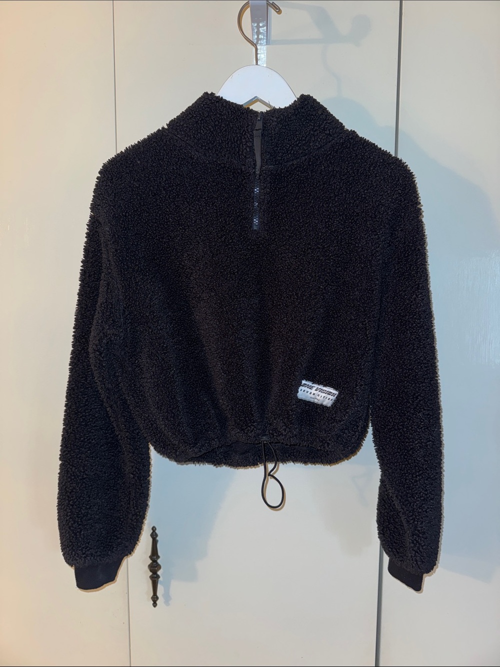 Crop Teddy Bear Quarter-Zip Jacket